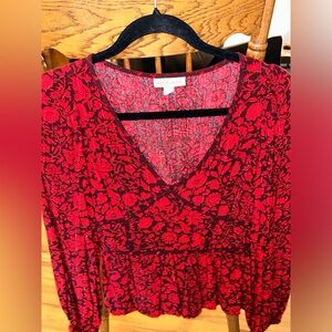 ••4/$20 CLOTHING SALE•• Knox Rose Long Sleeve Red Blouse Women's XS